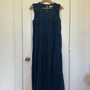Madewell Blue Flutter Sleeve Maxi Sundress